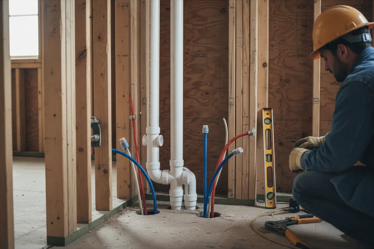 Drain and supply rough-in during Drain Cleaning in Hingham